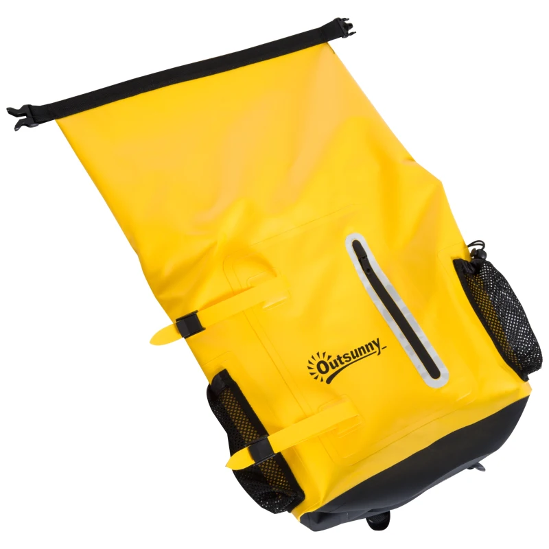 Outsunny Borsa Zaino Impermeabile Multifunzionale Ideale per Outdoor, Giallo, 30L