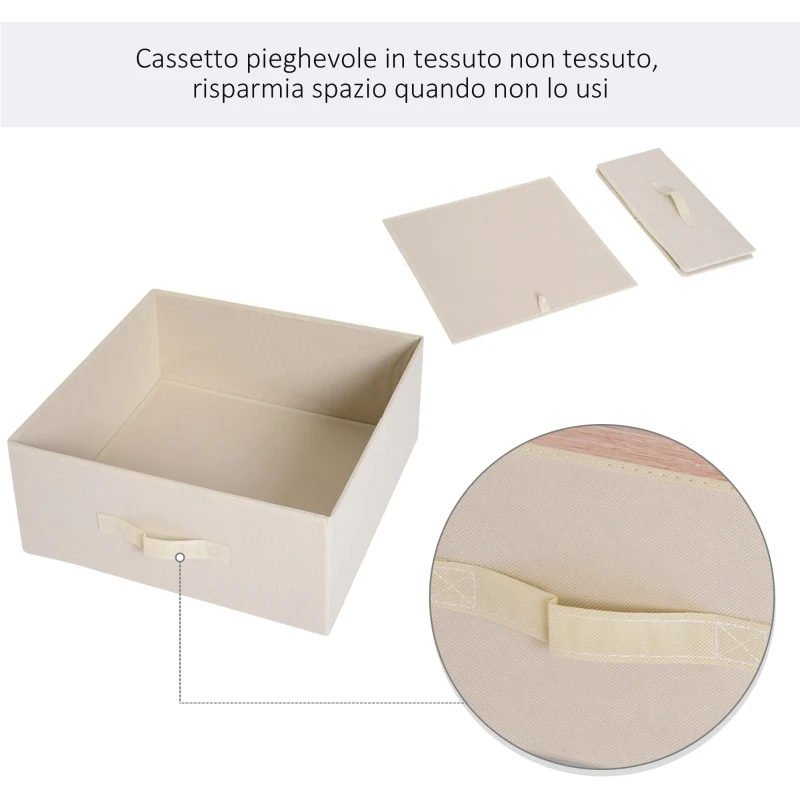 Homcom Stand Rella Appendiabiti con 2 Cassetti in Metallo Bianco e Beige 99x47x185cm