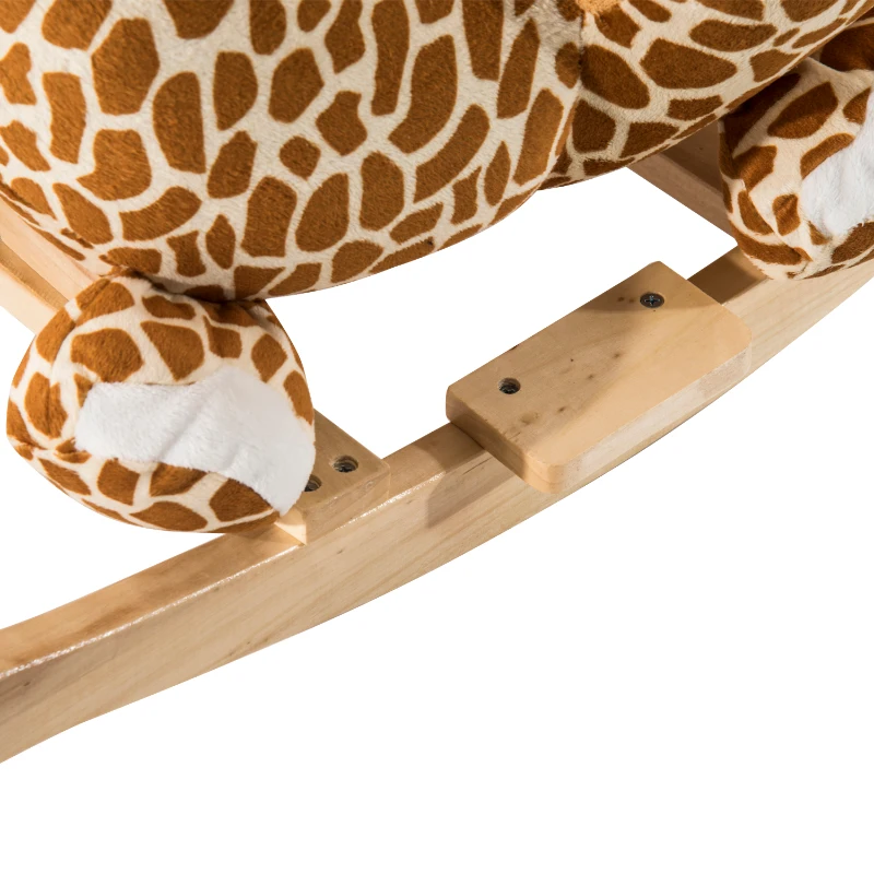 HomCom Cavallo a Dondolo in Legno Giraffa per Bambini, Caffè