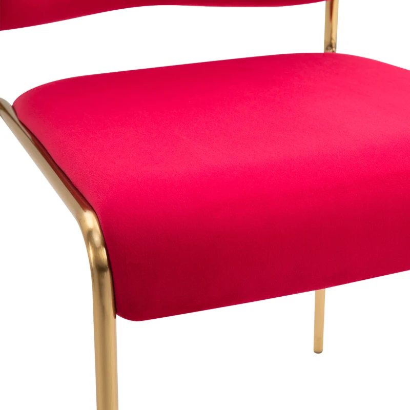 HOMCOM Set 4 Sedie di Design per Sala da Pranzo, Poltroncine Imbottite in Velluto Rosso e Gambe in Metallo Oro