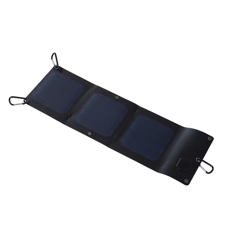 Outsunny - Caricabatteria Solare 10W Pieghevole con 3 Pannelli ad Alta efficienza 58 x 18.5cm Nero