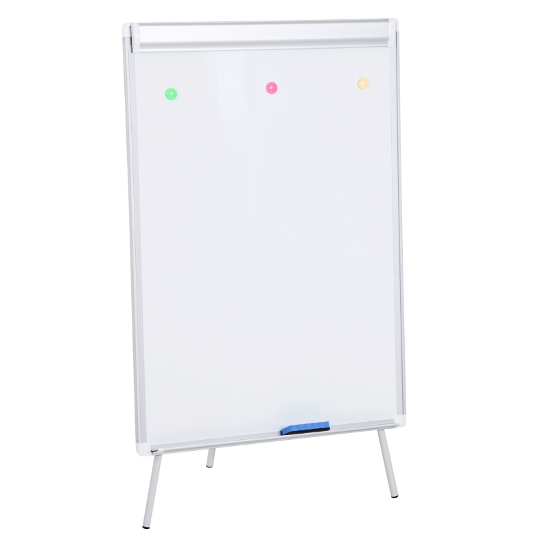 Vinsetto Lavagna Magnetica Cavalletto a Treppiede Altezza Regolabile Cornice in Alluminio con 3 Magnetini e Cancellino 76.5 × 57 × 111.5-167cm