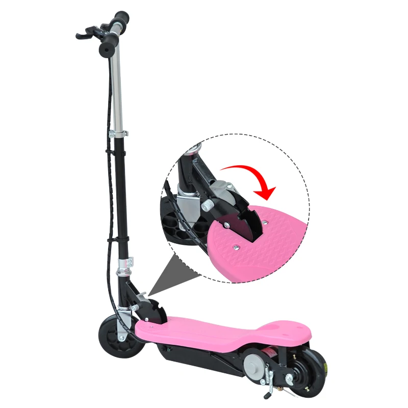 HOMCOM Monopattino Scooter Elettrico per Bambini con Struttura in Metallo Pieghevole 81.5 x 37 x 96cm, Rosa
