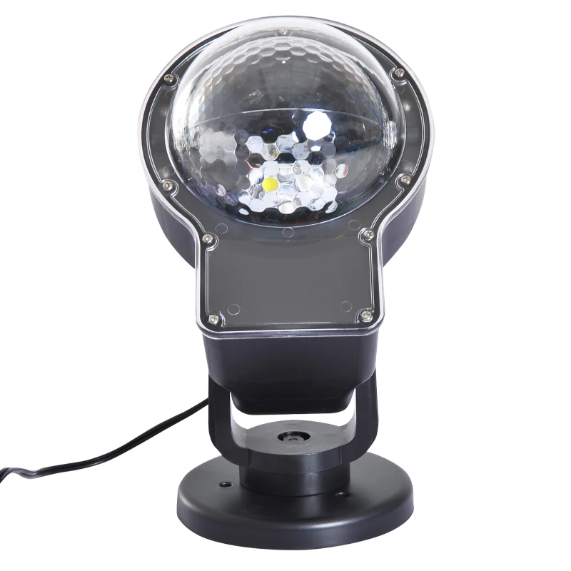 HOMCOM Proiettore LED Luci a LED a 4 Colori: Rosso, Verde, Blu e Bianco in Qualsiasi Combinazione Livello Impermeabilità IP44 ABS Nero 2W Lunghezza Cavo:3m 15.2×17.5×41.5cm