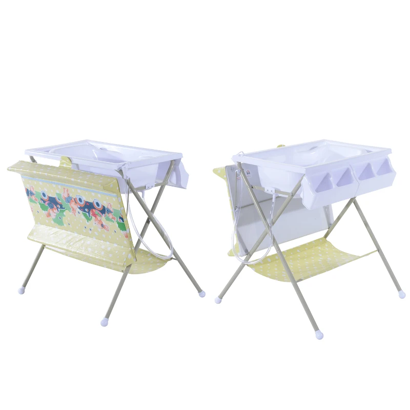 HOMCOM Fasciatoio Pieghevole Multiuso con Vaschetta Bagnetto per Neonati in Plastica Atossica 85 x 70 x 92cm