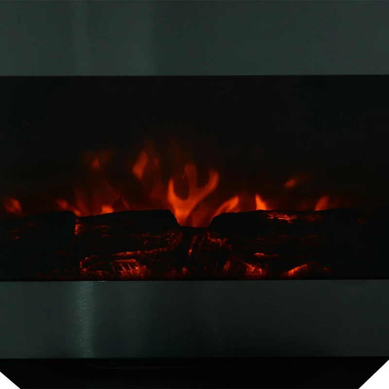 HOMCOM Caminetto Elettrico a Parete o FreeStanding con Fiamma di LED 90 x 9.5 x 56cm