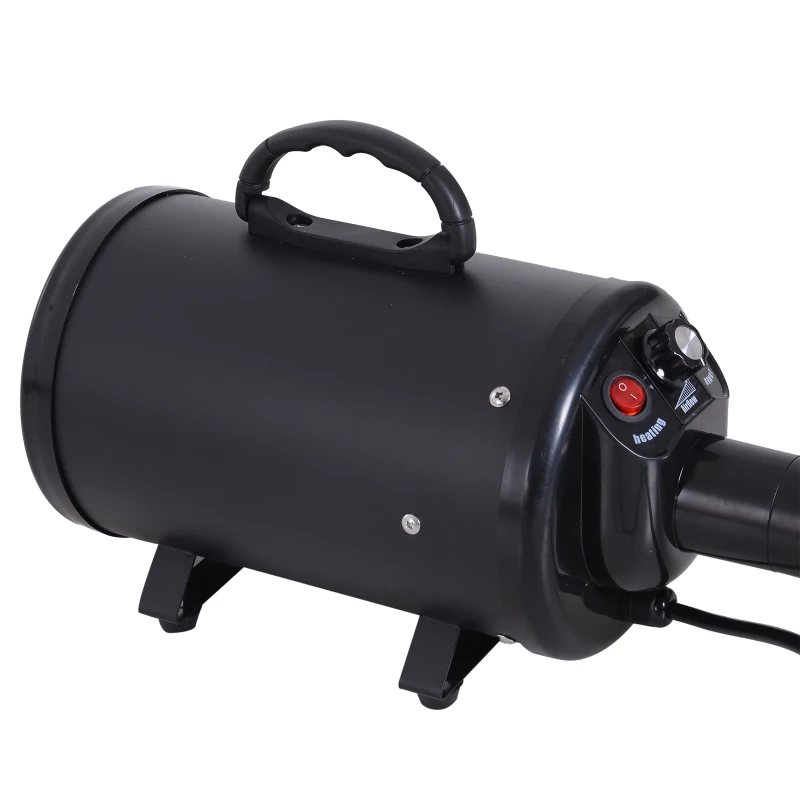 PawHut Asciugatore Soffiatore Aria Calda 2400W per Cani Animali Domestici 40x16x20cm Nero