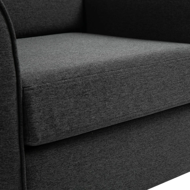 HOMCOM Poltrona Sedia Robusta Tappetini antiscivolo con Cuscini da Soggiorno Lino, Spugna 82 x 65 x 78cm Grigio scuro, Nero