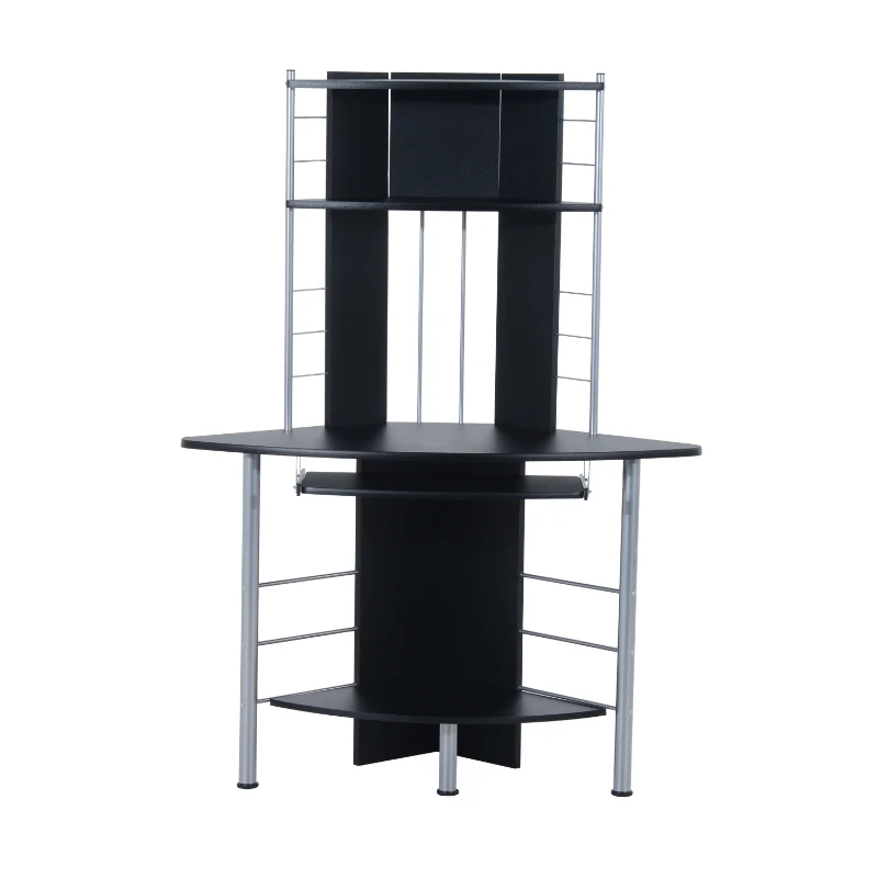 Homcom – Scrivania per Computer PC da Ufficio Studio in Legno e Ferro 113 x 65 x 158cm Nero