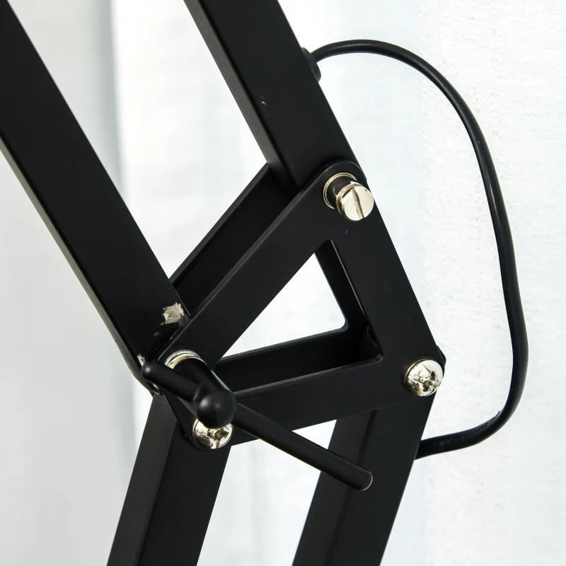 HOMCOM Lampada da Terra con Paralume e Altezza Regolabile, Interruttore a Pedale, in Metallo, Nero, 63x31.5x91-182cm