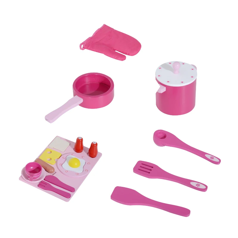 Homcom Cucina Giocattolo per Bambini in Legno Rosa 60 x 30 x 84.5cm
