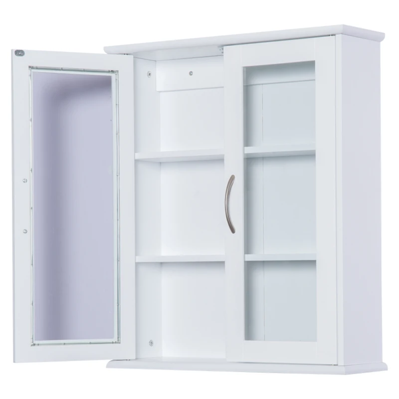 HOMCOM Armadietto Portaoggetti da Parete 3 Ripiani per Bagno e Cucina Legno 53.5x16x62.5cm Bianco