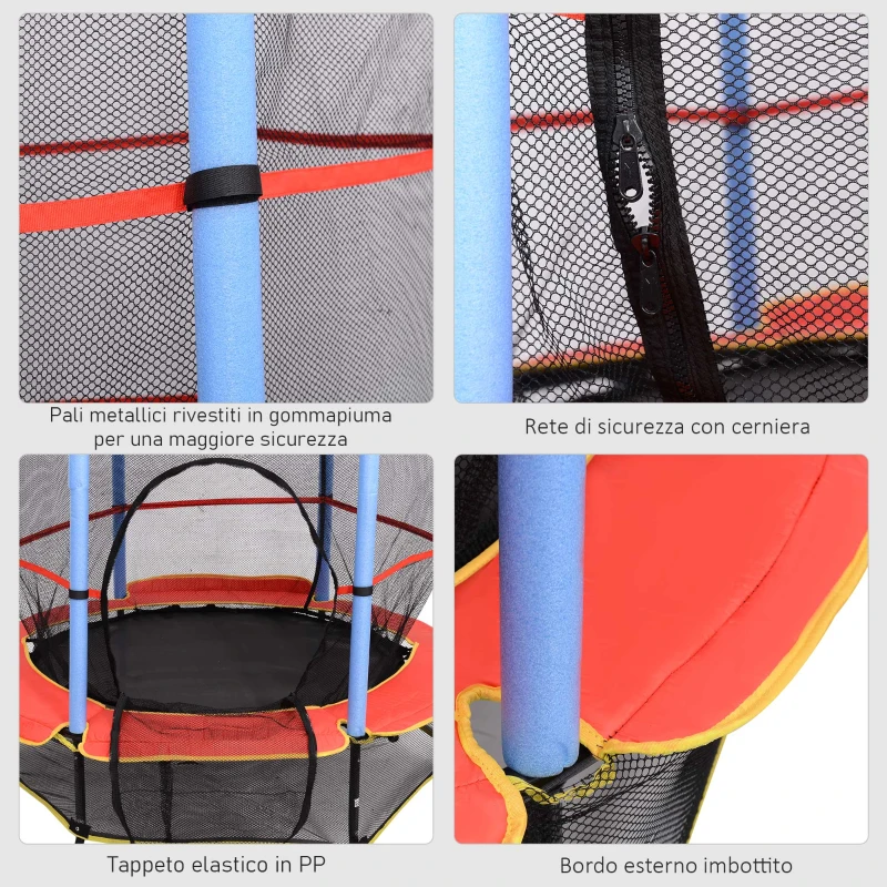 Homcom Trampolino Elastico con Rete di Sicurezza Diametro 140cm