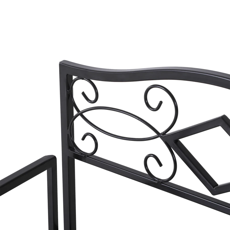 HOMCOM Portafiori Scaffale Pieghevole con 3 Ripiani per Balcone Giardino in Ferro Verniciato, Nero, 48 x28 x 101.5 cm