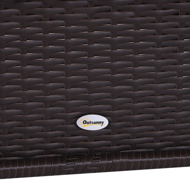 Outsunny Set Mobili da Giardino in Rattan 3 Pezzi 2 Poltrone Tavolino Piano in Vetro Struttura in Acciaio Marrone