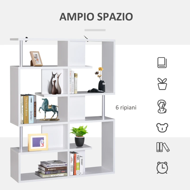 Open Box Homcom Mobile a Scaffali Libreria 5 Livelli in Legno, Bianco, 120x28.6x160cm