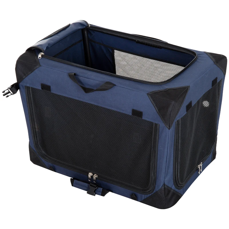 PawHut Trasportino per Cani e Gatti Pieghevole Morbido per Auto 70 × 52 × 52cm Blu