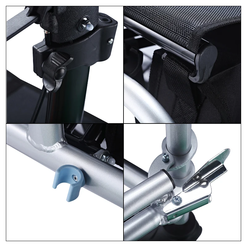 HOMCOM Set 2 in 1 Rollator Sedia a rotelle in alluminio trasporto Sedia gehhilfe regolabile in altezza pieghevole