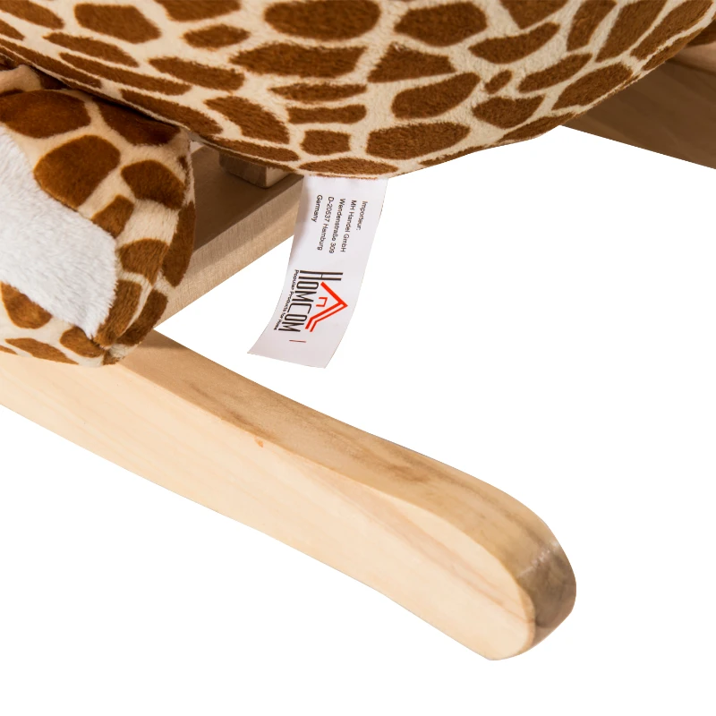 HomCom Cavallo a Dondolo in Legno Giraffa per Bambini, Caffè