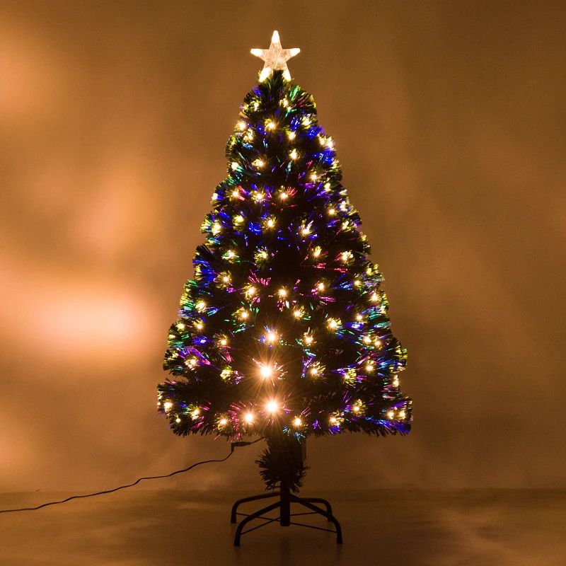 HOMCOM Albero di Natale Artificiale 130 Rami in PVC con Luci LED Φ62 x 120cm Verde
