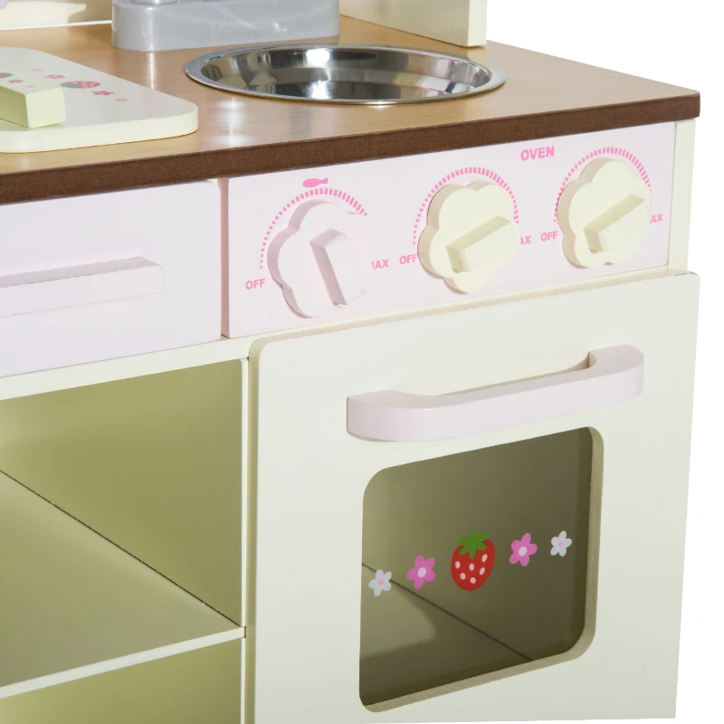 HOMCOM Cucina Giocattolo per Bambini con Accessori Legno 71 × 30 × 97.5cm