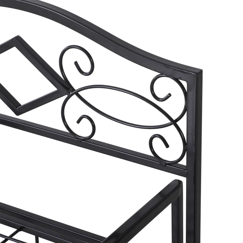 HOMCOM Portafiori Scaffale Pieghevole con 3 Ripiani per Balcone Giardino in Ferro Verniciato, Nero, 48 x28 x 101.5 cm