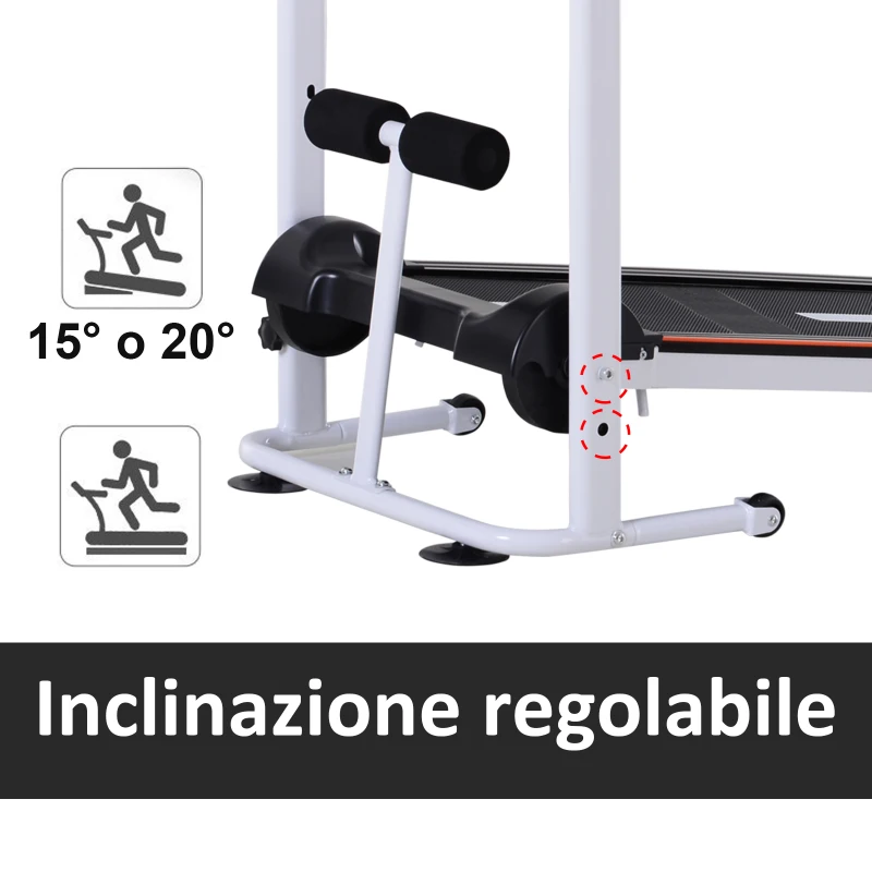 HOMCOM Tapis Roulant Magnetico con Schermo LCD e Barra Situp Pieghevole in Acciaio 52×106×107-125cm