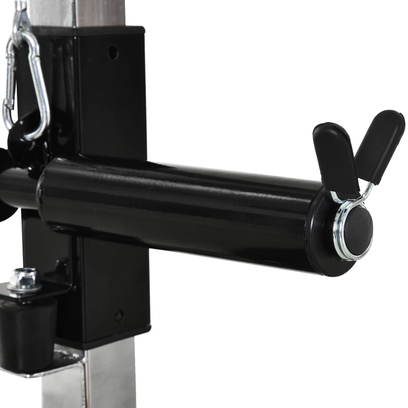 HOMCOM Stazione Fitness Pull Down per Palestra in Casa con Panca e Cavo Regolabile, in Acciaio Nero