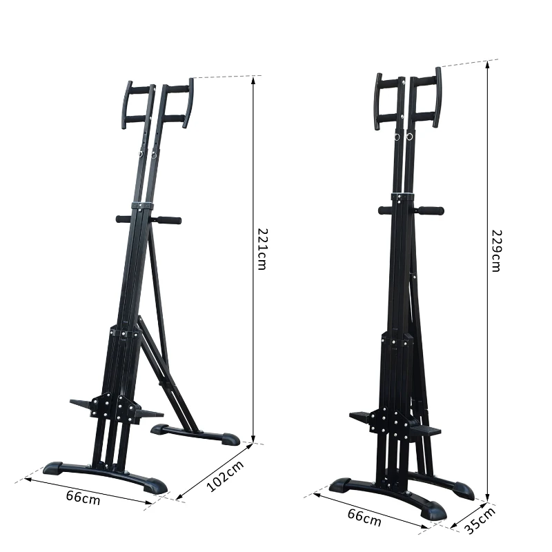 HOMCOM Vertical Climber Climbing Machine Allenamento Arrampicata Pieghevole in Acciaio 66 x 102 x 221cm Nero