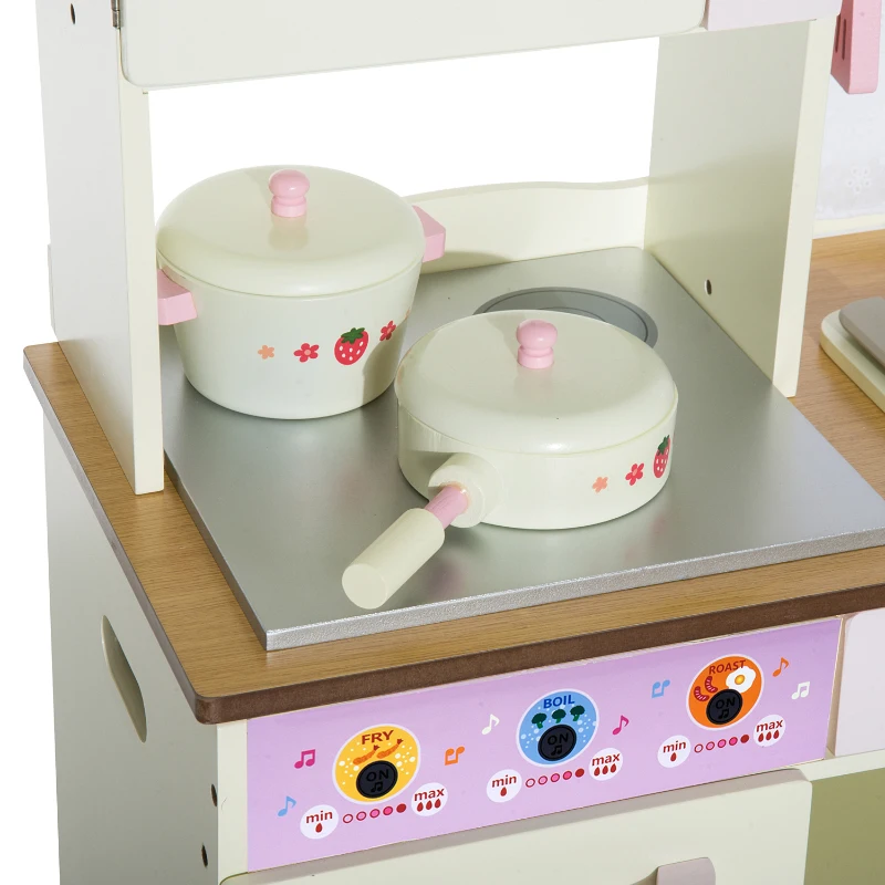 HOMCOM Cucina Giocattolo per Bambini con Accessori Legno 71 × 30 × 97.5cm