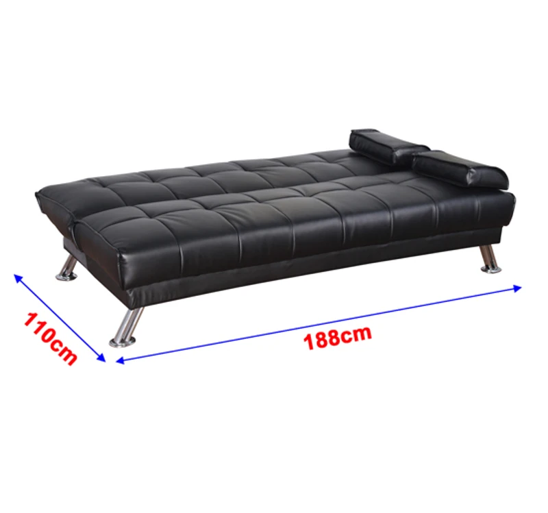 HOMCOM - Divano letto 2 in 1 ribaltabile pieghevole in pelle sintetica nero