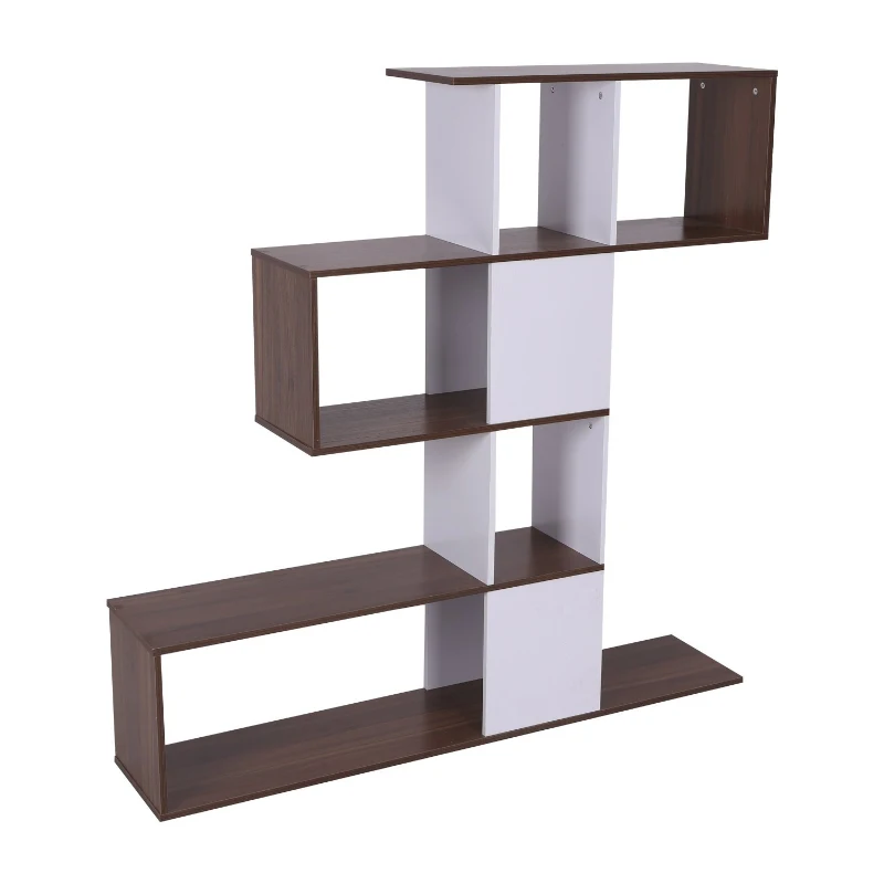 HOMCOM Libreria in Pannelli di Particelle Mobili Ufficio Scaffale 144x30x124.5cm Bianco e Noce