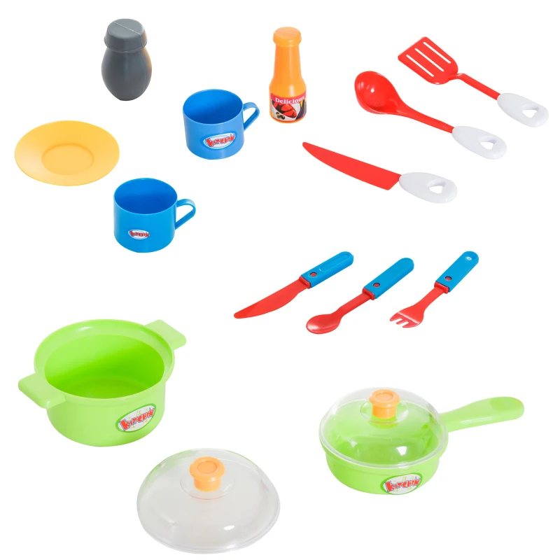 HOMCOM Cucina Giocattolo per Bambini Accessori Luci e Suoni Plastica 46 × 30 ×67cm