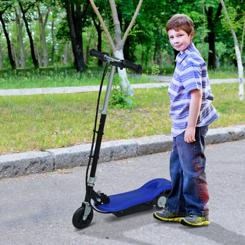 HOMCOM Monopattino Scooter Elettrico per Bambini Pieghevole 120W, Velocità Massima 12km/h, 81.5 x 37 x 96cm, Blu
