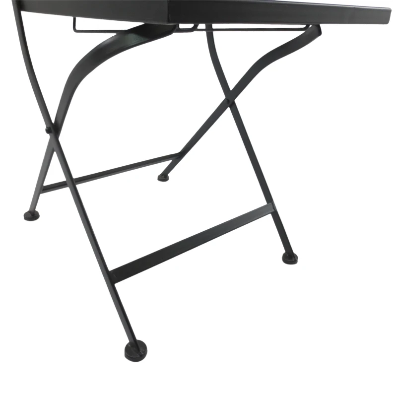 Outsunny Set Mobili da Giardino 1 Tavolo e 2 Sedie Pieghevole in Mettallo 70 x 70 x 70 cm Nero