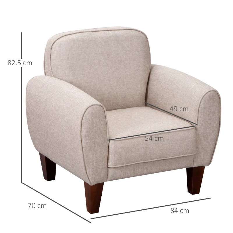 HOMCOM Poltrona Classica con Braccioli Imbottita in Tessuto di Lino, Crema, 84 x 65 x 82.4cm