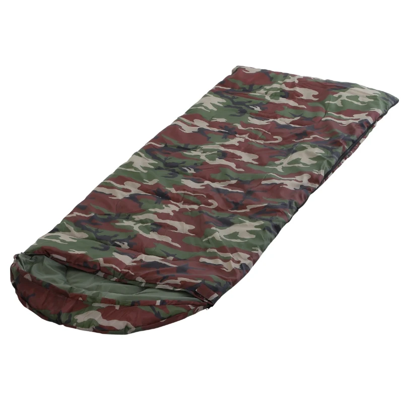 Outsunny Sacco a Pelo Singolo 210x75cm Impermeabile per Campeggio con Borsa da Viaggio, Temperatura: 15-20℃, Mimetico