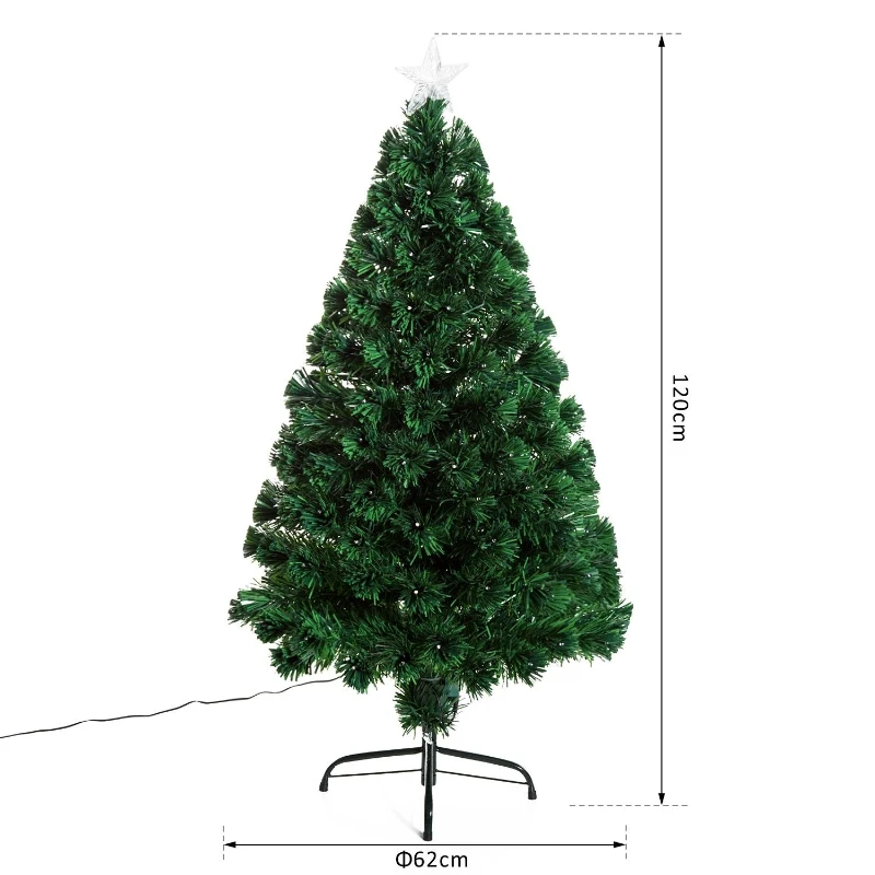 HOMCOM Albero di Natale Artificiale 130 Rami in PVC con Luci LED Φ62 x 120cm Verde