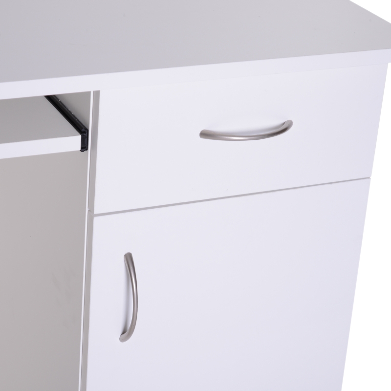 HomCom Scrivania da Ufficio Porta PC con Ripiano Tastiera, Bianco, 74x120x60cm