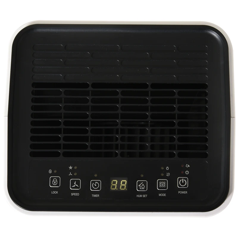 HOMCOM Deumidificatore Ambiente con Display per Ambienti 15-25㎡, Serbatoio 2000ml, Spegnimento automatico, deumidificazione di max. 12 litri/24h，in ABS Bianco