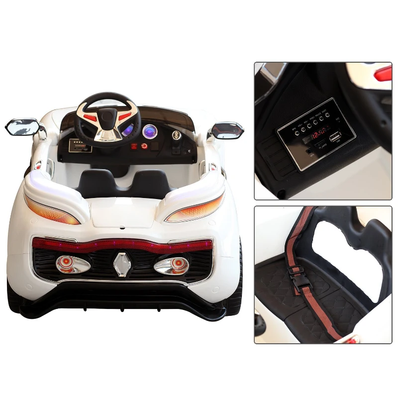 HOMCOM Macchina Elettrica per Bambini con Telecomando 12V in PP Bianco 128 × 80 × 53cm