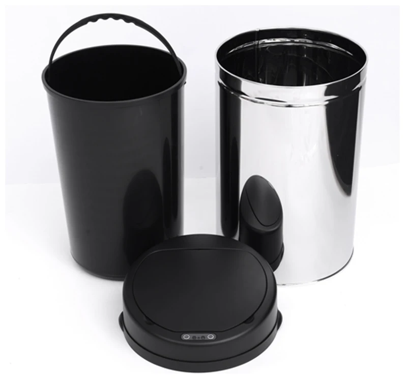 HomCom Cestino dei rifiuti rotondo in acciaio inox con sensore 30L