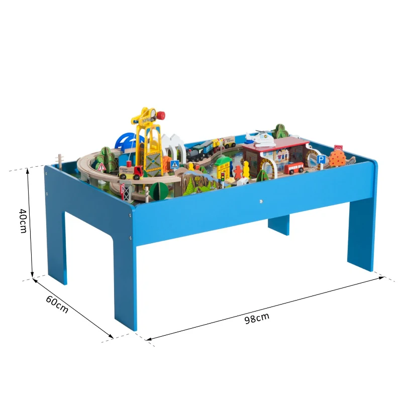 HOMCOM Set di Tavolo con Ferrovia per Trenino in Legno, con Certificati EN71123