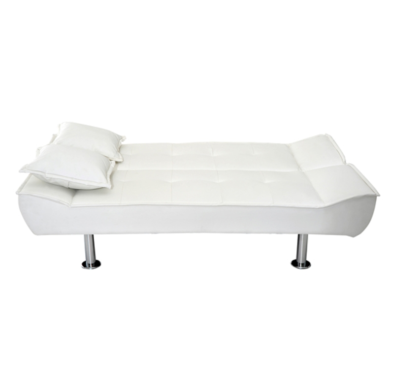 HOMCOM Elegante Divano Letto in Ecopelle con 2 Cuscini 178 x 86 x 80cm Bianco
