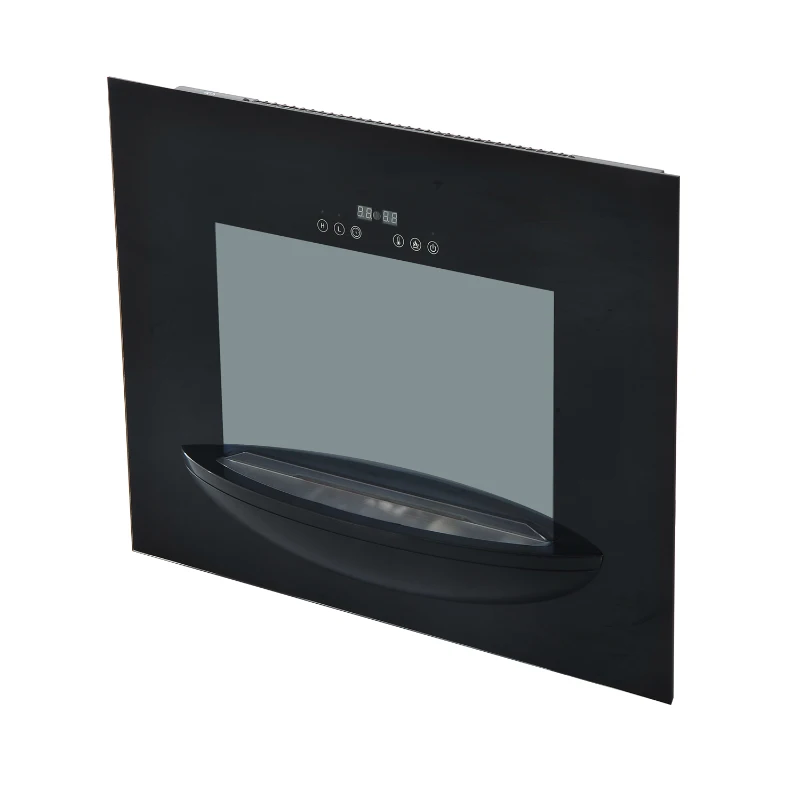 HOMCOM Camino Elettrico a Parete Potenza 900W /1800W con Timer in Ferro e Vetro Temperato 66 × 52 × 15.5cm Nero