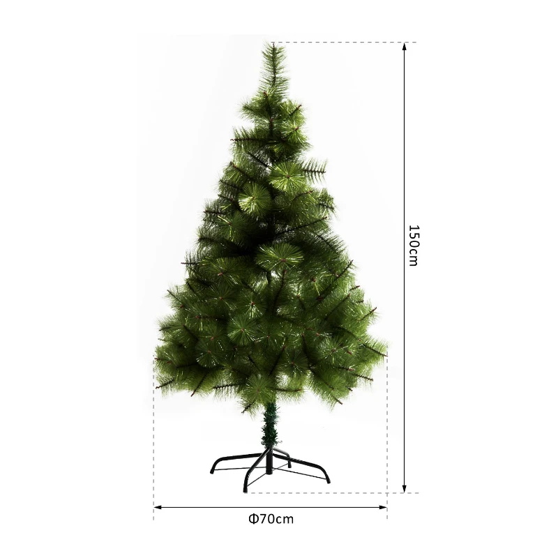 HOMCOM Albero di Natale Artificiale Folto con 229 Rami Altezza 150cm Verde