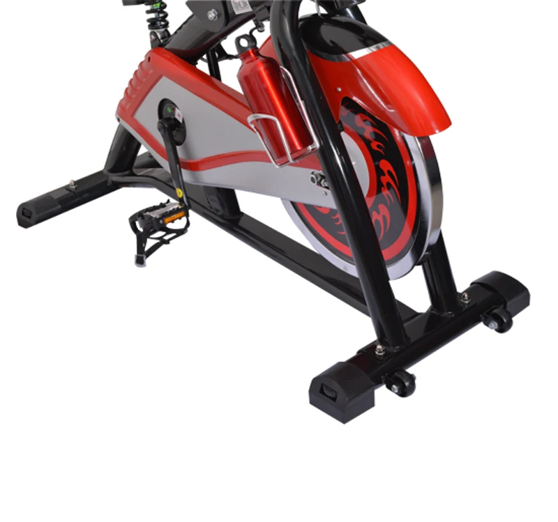 HOMCOM Spin Bici Bicicletta Bike Indoor Allenamento Aerobico Ciclo Home Fitness Palestra In Casa Con Display a LED Rosso