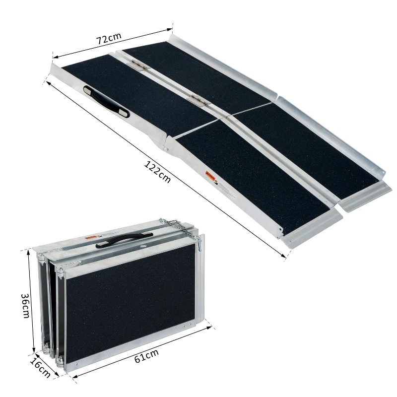 HomCom Rampa per Sedia a Rotelle in Alluminio Ripiegabile a Valigia,  61x36x16cm