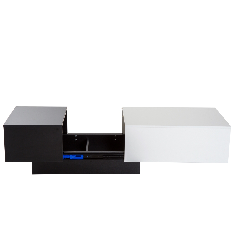 Homcom Tavolino da Soggiorno Estendibile Bianco e Nero, 51x140x116-160cm