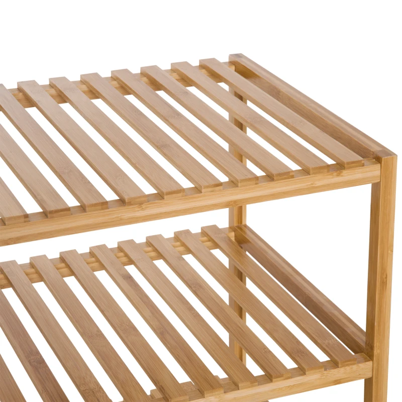 HOMCOM Scaffale Portaoggetti in Bambù per Bagno Cucina Balcone con 3 Ripiani Leggero e Resistente 65 × 40 × 55cm
